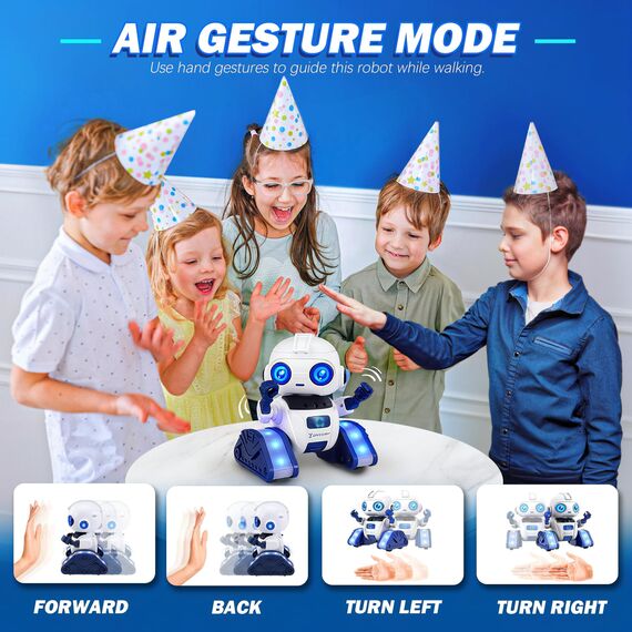 Ophy Roboter Kinder Spielzeug, wiederaufladbar und projizierbar, RC-Roboter mit LED-Augen und Musik, RC-Spielzeug mit Gestensensor für ab 3 4 5 6 7 8 9 10 Jahre Jungen und Mädchen