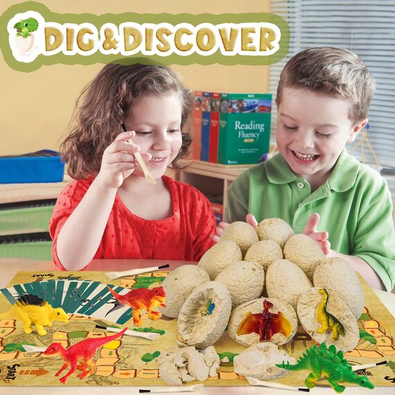 Joozmui Dino Ausgrabungsset für Kinder, Ei Dinosaurier Spielzeug ab 4 5 6 7 8 9 10 Jahre Junge Spielzeug Figuren Geschenk Kinderspielzeug
