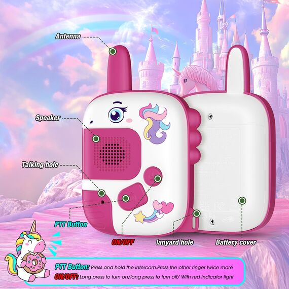 Wootoyz Spielzeug ab 3 4 5 6 7 8 Jahre Mädchen, Einhorn Geschenk für Mädchen Walkie Talkie Kinder Kinderspielzeug Walky Talky Geschenke Mädchen 3-8 Jahre Spielsachen ab 3-8 Jahre Mädchen Geschenkideen