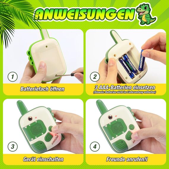 Walkie Talkie Kinder, Dinosaurier Spielzeug ab 3 4 5 6 7 8 Jahren Junge Geschenkideen Walky Talky Geschenk Junge 3-8 Jahre Outdoor Spiele für Jungen Funkgerät Kinderspielzeug Ostergeschenke Kinder