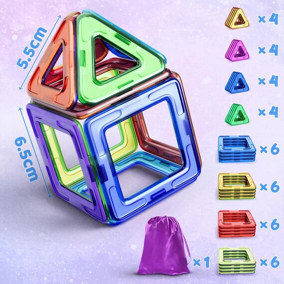 COOLJOY Magnetische Bausteine, 40 Teile Magnetbausteine Magnete Kinder, Magnetspielzeug Tiles, Magnet bausteine für Spielzeug ab 3 4 5 Jahre Kinder Jungen und Mädchen Halloween und Christmas Geschenk