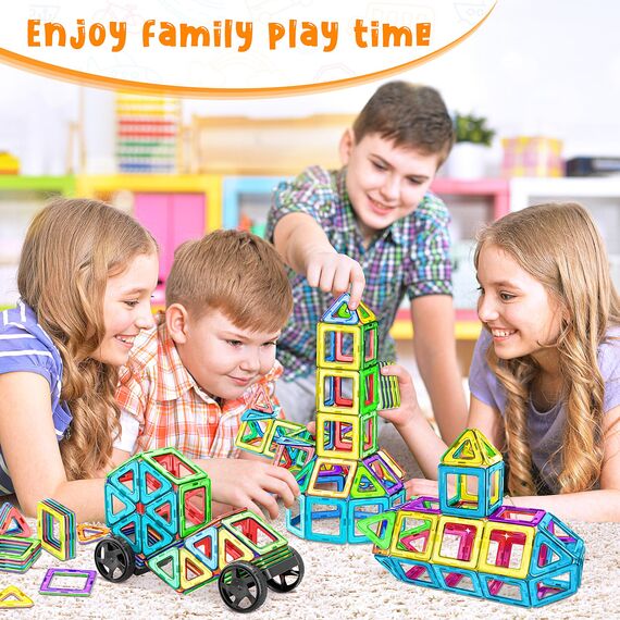 COOLJOYA Magnetische Bausteine, Magnetspiel STEM Magnetbausteine, Montessori Spielzeug ab 3 Jahre, Magnete Spielzeug ab 3 4 5 Jahre Ostern Geschenk für Kinder Jungen Mädchen, 50 Teile Magnetbausteine