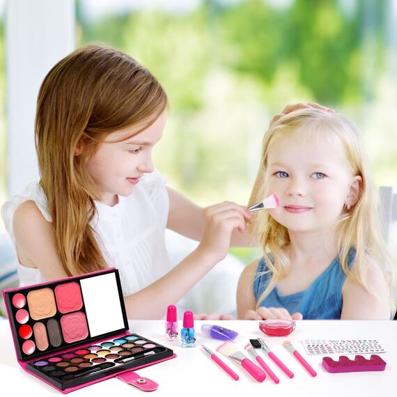 Aomig Kinderschminke Set, 12 Stück Waschbar Kosmetisch für Kinder, Sicher Ungiftig Kinder Schminkset Mädchen, Make up Spielzeug, Halloween Weihnachts Geburtstags Geschenke für Mädchen 5-12 Jahre
