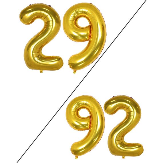 AULE Luftballon Zahl 29 Gold: XXL 101 cm Zahlen Folienballon Geburtstag Gold 92 Jahre 40 Zoll Helium Ballon Zahlenballon für Babyparty Jubiläum Deko