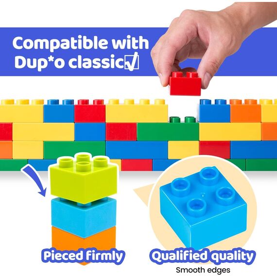 WYSWYG® Große Bausteine Set 240 Stück für Kinder ab 3 Jahre,Kompatibel zu Anderen Herstellern, Steine Box Starterset, Bunte Grundbausteine, ab 3-4-5 Jahre