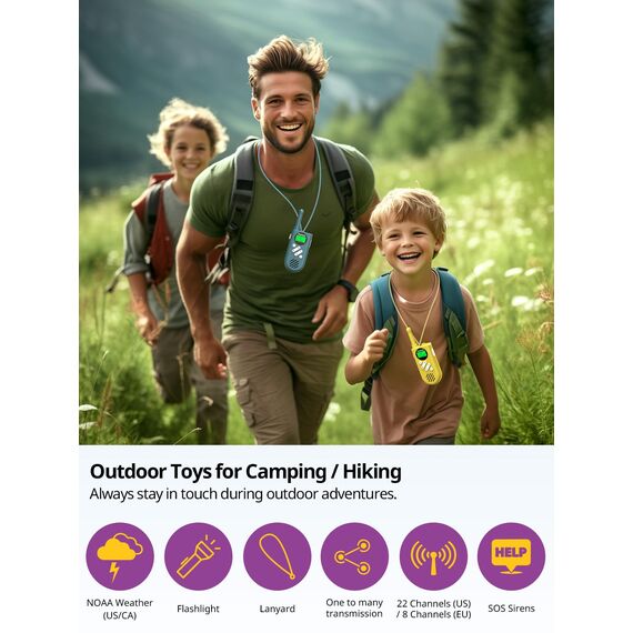 Inspireyes Walkie Talkie Kinder Aufladbar, Ostergeschenke Kinder, 48 Stunden Arbeitszeit, 8 Kanäle 2-Wege-Radio, Geschenke für Jungen Mädchen, Outdoor Wandern Camping, 3-12 Jahre altes Spielzeug