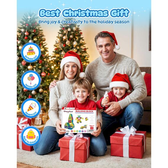 Theefun 100 Teile Magnetische Bausteine, Magnetbausteine Magnetspiel Magnete Kinder 3D STEM Montessori Lernspielzeug für Jungen & Mädchen 3–8 Jahre Weihnachtsgeschenke & Geburtstagsgeschenk