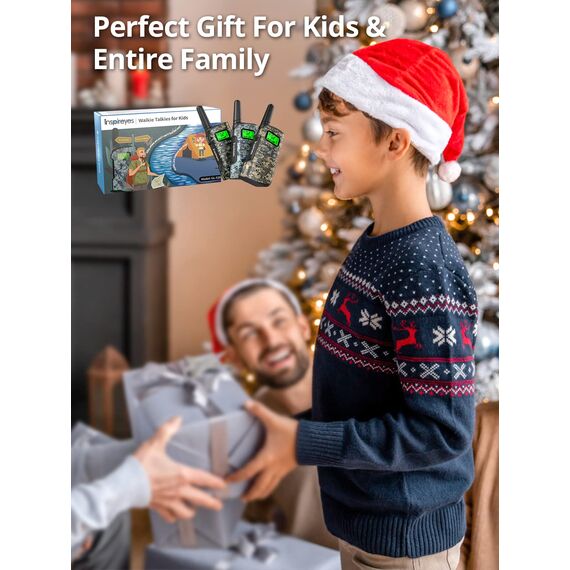 Inspireyes Walkie Talkie Kinder Aufladbar, Ostergeschenke Kinder, 48 Stunden Arbeitszeit, 8 Kanäle 2-Wege-Radio, Geschenke für Jungen Mädchen, Outdoor Wandern Camping, 3-12 Jahre altes Spielzeug