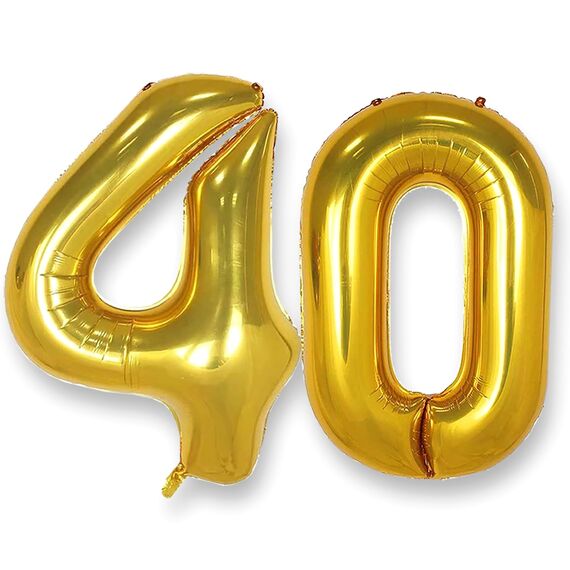 AULE Luftballon Zahl 40 Gold: XXL 101 cm Zahlen Folienballon Geburtstag Gold 40 Jahre 40 Zoll Helium Ballon Zahlenballon für Babyparty Jubiläum Deko