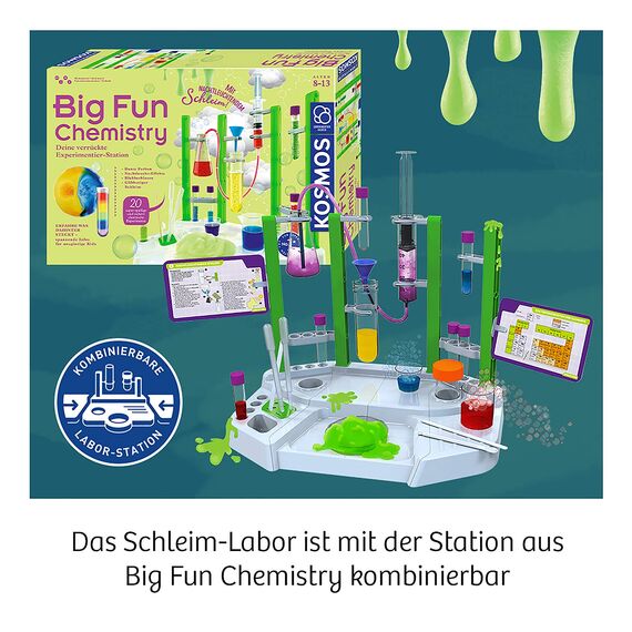 KOSMOS 643607 Schleim-Labor, Die verrrückte Glibber-Alien-Station, Schleim im eigenen Labor selbst herstellen und schleimige Experimente durchführen, Experimentierkasten für Kinder ab 8 Jahre