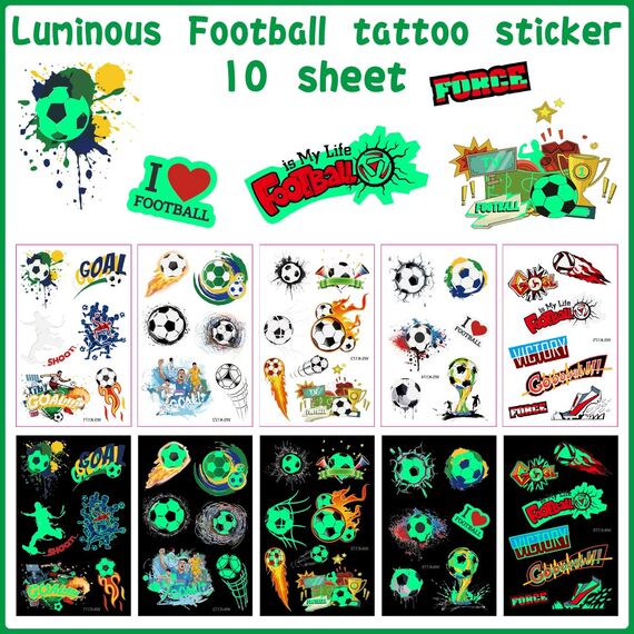 Geschenk Junge 4 5 6 7 8 9 10 11 12 Jahre, 10 Blätter Leuchttattoos Kinder Fussball Geschenke Jungen, Coole Sachen für Jungs, Fußball Geschenke für Jungs, Fußball Mitgebsel Kindergeburtstag