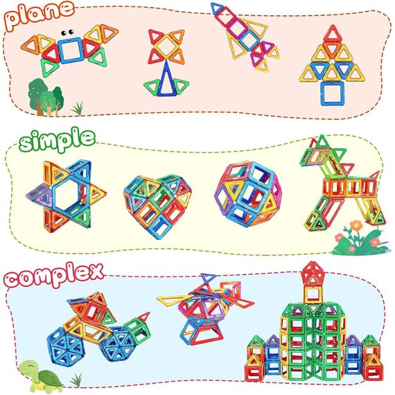 Magnetische Bausteine 48PCS Kinder Magnetbausteine Spielzeug ab 3 4 5 6 Jahre alte Mädchen Junge, Magnetspiel Lernspiele Kinderspielzeug für Kinder im Alter von 3-6, Weihnachten Geburtstagsgeschenke