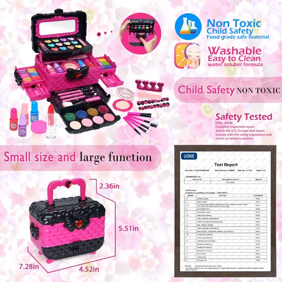 Kinderschminke Set Mädchen Spielzeug Geschenke - Waschbar Schminkkoffer Kinder, Schminke Kinder Make Up Set Spiele, Prinzessin Weihnachts Geburtstags Geschenke für Mädchen 4 5 6 7 8 9 10 11 12 Jahre