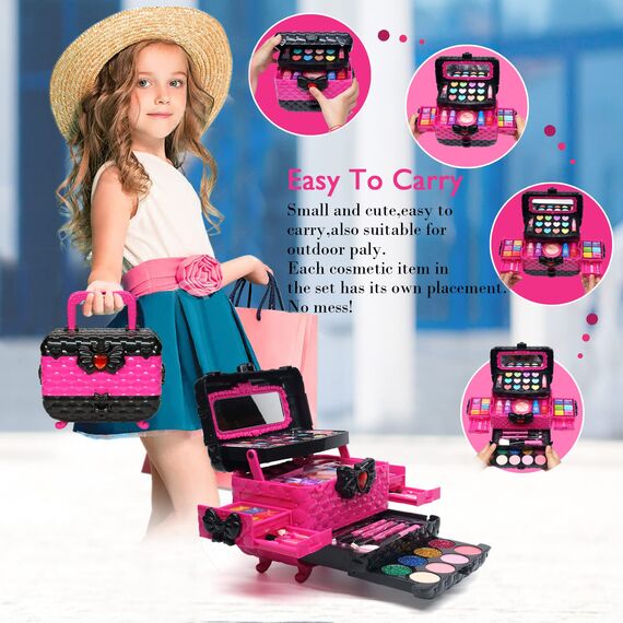 Kinderschminke Set Mädchen Spielzeug Geschenke - Waschbar Schminkkoffer Kinder, Schminke Kinder Make Up Set Spiele, Prinzessin Weihnachts Geburtstags Geschenke für Mädchen 4 5 6 7 8 9 10 11 12 Jahre