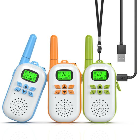 Inspireyes Walkie Talkie Kinder Aufladbar, Ostergeschenke Kinder, 48 Stunden Arbeitszeit, 8 Kanäle 2-Wege-Radio, Geschenke für Jungen Mädchen, Outdoor Wandern Camping, 3-12 Jahre altes Spielzeug