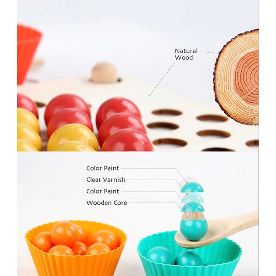 KidMigo Montessori Spielzeug, Rainbow Bead Game, Holz Clip Brettspiel, Puzzle Board, Kinder Hände Augen Gehirn Training, Ab 3 Jahr, Vorschule Geschenk für 3 4 5 6 Jahre
