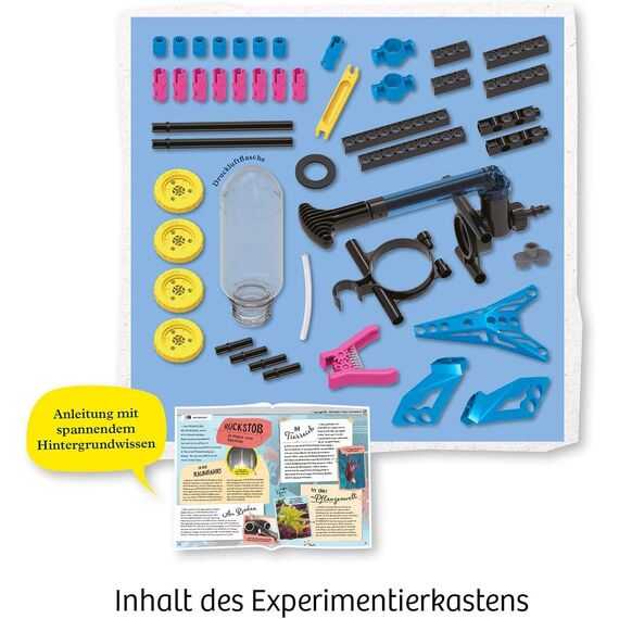 KOSMOS 620660 Water Power, Entdecke die Antriebskraft von Wasser, Bausatz für Raketen-Auto, Wasserpistole, Rasensprenger, Boot, Experimentierkasten für Kinder ab 8-12 Jahre, für drinnen und draußen