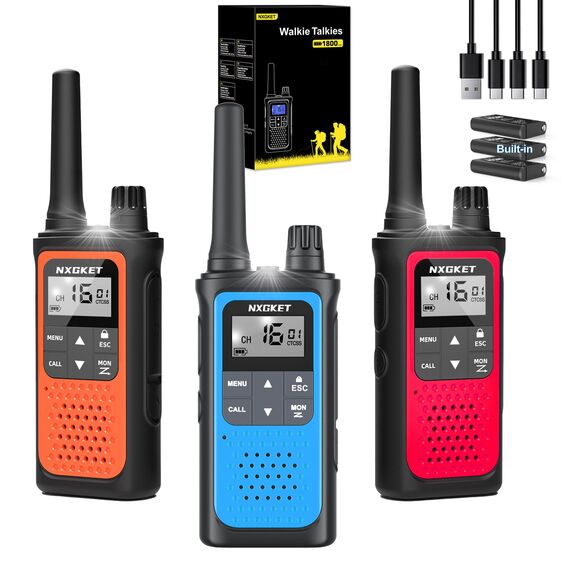 Walkie Talkie PMR446 Lizenzfrei Funkgeräte für Erwachsene Kinder,NXGKET ZX-808 Walki Talki Aufladbar mit 1800mAh Akku, 5km Reichweite 16 KanäLe mit Drehknopf für Abenteuer im Freien, Camping, Wandern