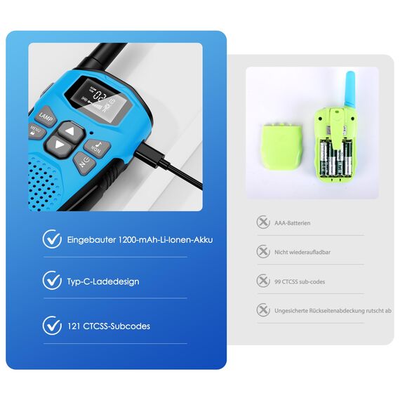 Walkie Talkie 3er Set,NXGKET Walkie Talkie Aufladbar für Erwachsene Kinder Funkgeräte,Große Reichweite 5km Walki Talki mit Li-ion Akku,Walkie Talkies VOX Taschenlampe für Freien, Camping, Wandern