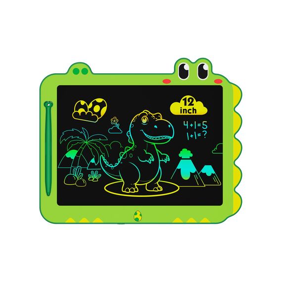 ORSEN LCD Schreibtafel Spielzeug ab 3 4 5 6 7 8 Jahre alt Junge Mädchen, 12-Zoll Bildschirm Zeichenbrett Maltafel, Dinosaurier(Grün)