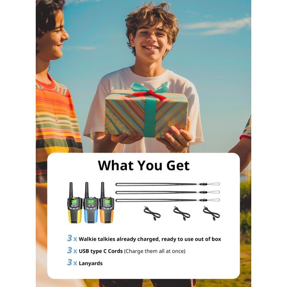 Inspireyes Walkie Talkie Kinder Aufladbar, 48 Stunden Arbeitszeit, 8 Kanäle 2-Wege-Radio, Geschenke für Jungen Mädchen, Outdoor Wandern Camping, 3-12 Jahre altes Spielzeug
