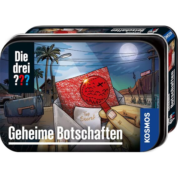Kosmos Die DREI ??? Geheime Botschaften, Schütze geheime Informationen, Nachrichten verschlüsseln und versiegeln, Detektiv Spielzeug Set für Kinder ab 8 Jahre, in praktischer Metall-Box
