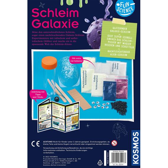 KOSMOS 654177 Fun Science - Schleim-Galaxie, Mixe fünf Verschiedene Schleim-Arten, Experimentierset für Einsteiger und Kinder ab 8 Jahre, Komplett-Set zum Glibber selber Machen