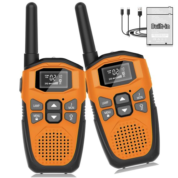 Walkie Talkie Kinder Aufladbar mit Eingebauter Li-Ion Akku,NXGKET 2er Set Spielzeug für MäDchen Jungen Ab 5 Jahre,16 KanäLe Funkgeräte mit Taschenlampe für Draussen Spiele,Camping,Wandern