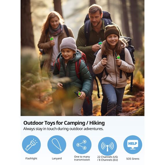 Inspireyes Walkie Talkie Kinder Aufladbar, Ostergeschenke Kinder, 48 Stunden Arbeitszeit, 8 Kanäle 2-Wege-Radio, Geschenke für Jungen Mädchen, Outdoor Wandern Camping, 3-12 Jahre altes Spielzeug