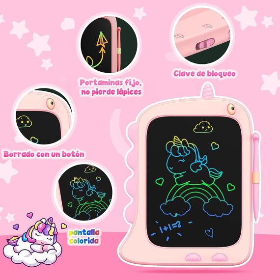 ORSEN LCD Schreibtafel Spielzeug ab 3 4 5 6 7 8 Jahre Mädchen Junge, 8,5-Zoll-Bunte Bildschirm Maltafel Schreibtablett, Geburtstag Weihnachten Geschenke für Mädchen Einhorn Spielzeug (Pink)