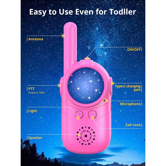 Inspireyes Walkie Talkie Kinder Aufladbar, Ostergeschenke Kinder, 48 Stunden Arbeitszeit, 8 Kanäle 2-Wege-Radio, Geschenke für Jungen Mädchen, Outdoor Wandern Camping, 3-12 Jahre altes Spielzeug