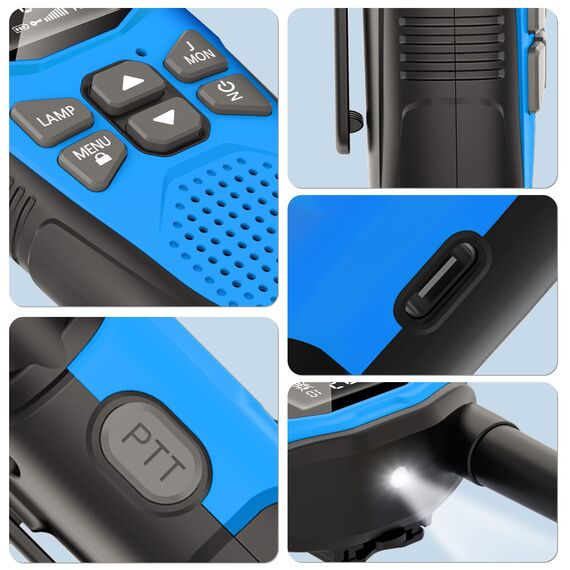NXGKET Walkie Talkie 4er Set, Walkie Talkie Aufladbar für Erwachsene Kinder Funkgeräte,Große Reichweite 5km Walki Talki mit Li-ion Akku,Walkie Talkies VOX Taschenlampe für Freien, Camping, Wandern