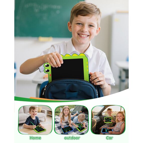 ORSEN LCD Schreibtafel Spielzeug ab 3 4 5 6 7 8 Jahre alt Junge Mädchen, 12-Zoll Bildschirm Zeichenbrett Maltafel, Dinosaurier(Grün)