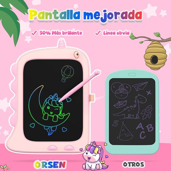 ORSEN LCD Schreibtafel Spielzeug ab 3 4 5 6 7 8 Jahre Mädchen Junge, 8,5-Zoll-Bunte Bildschirm Maltafel Schreibtablett, Geburtstag Weihnachten Geschenke für Mädchen Einhorn Spielzeug (Pink)