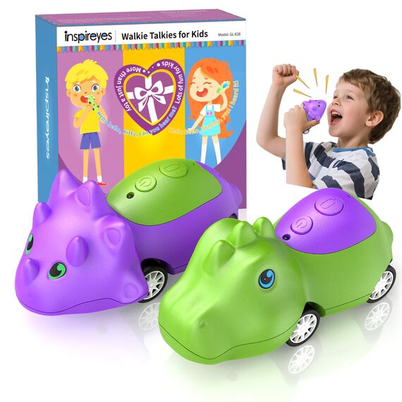 Inspireyes Walkie Talkie Kinder Aufladbar, ostergeschenke Dino Spielzeug für Kinder ab 3 Jahren, drinnen & draußen, Geschenk für Kinder zu Geburtstag, Weihnachten, 2er-Set
