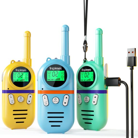 Inspireyes Walkie Talkie Kinder Aufladbar, Ostergeschenke Kinder, 48 Stunden Arbeitszeit, 8 Kanäle 2-Wege-Radio, Geschenke für Jungen Mädchen, Outdoor Wandern Camping, 3-12 Jahre altes Spielzeug
