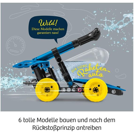 KOSMOS 620660 Water Power, Entdecke die Antriebskraft von Wasser, Bausatz für Raketen-Auto, Wasserpistole, Rasensprenger, Boot, Experimentierkasten für Kinder ab 8-12 Jahre, für drinnen und draußen
