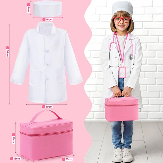 Ophy Arztkoffer Kinder Holz Spielset, 40-teiliges Doktorkoffer für Kinder ab 3, 4, 5 Jahre Medizinische Spielzeug Mit Echtem Stethoskop Rollenspiel Spielzeug Halloween Kind Deko EfficientGrip