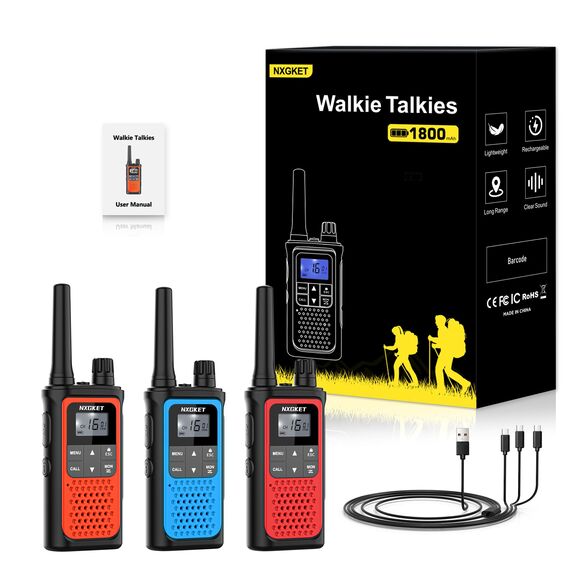 Walkie Talkie PMR446 Lizenzfrei Funkgeräte für Erwachsene Kinder,NXGKET ZX-808 Walki Talki Aufladbar mit 1800mAh Akku, 5km Reichweite 16 KanäLe mit Drehknopf für Abenteuer im Freien, Camping, Wandern