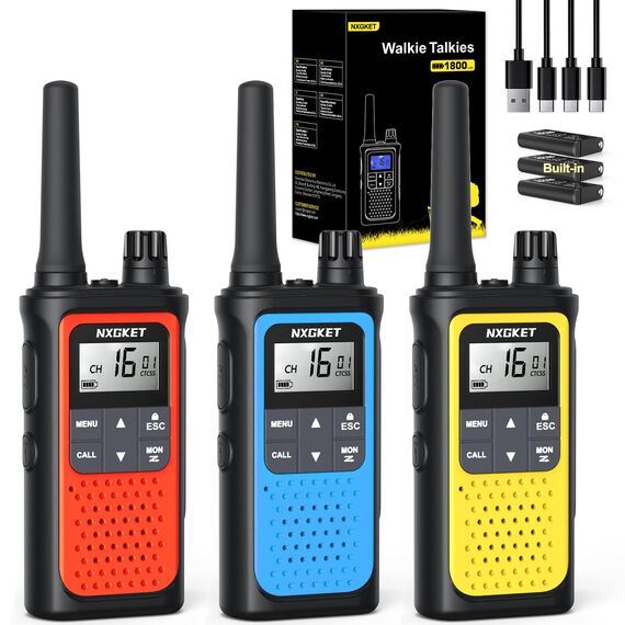 Walkie Talkie PMR446 Lizenzfrei Funkgeräte für Erwachsene Kinder,NXGKET ZX-808 Walki Talki Aufladbar mit 1800mAh Akku, 5km Reichweite 16 KanäLe mit Drehknopf für Abenteuer im Freien, Camping, Wandern