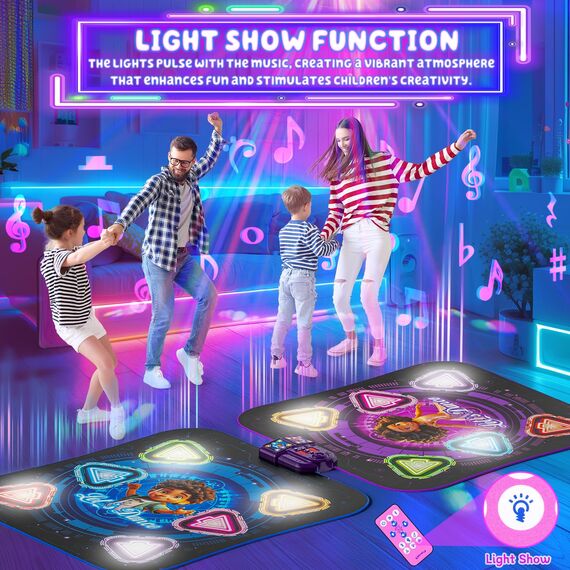 Tanzmatte Geschenk für Kinder, 2-Spieler & 12-Tasten Leucht-Tanzmatte mit Bluetooth, Einzel und Doppelt von Angesicht zu Angesicht Modi, Musik Spielzeug Geschenke für Jungen Mädchen Kinder 3-12 Jahre