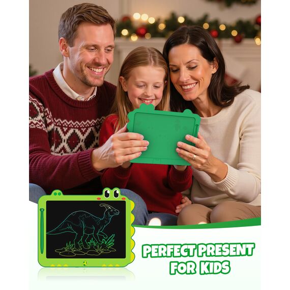 ORSEN LCD Schreibtafel Spielzeug ab 3 4 5 6 7 8 Jahre alt Junge Mädchen, 12-Zoll Bildschirm Zeichenbrett Maltafel, Dinosaurier(Grün)