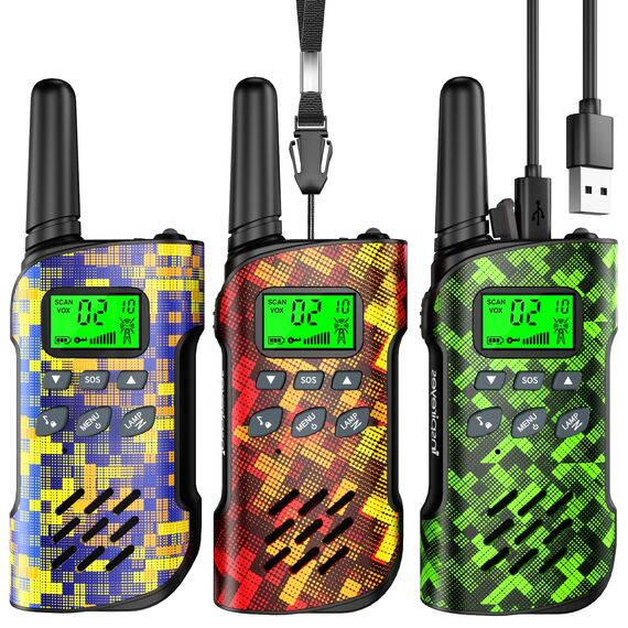 Inspireyes Walkie Talkie Kinder Aufladbar, 48 Stunden Arbeitszeit, 8 Kanäle 2-Wege-Radio, Geschenke für Jungen Mädchen, Outdoor Wandern Camping, 3-12 Jahre altes Spielzeug