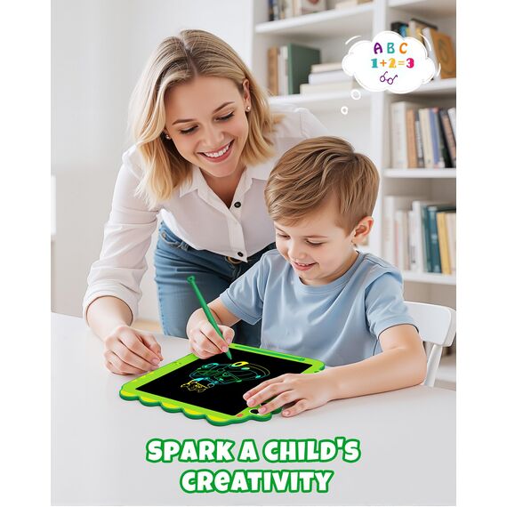 ORSEN LCD Schreibtafel Spielzeug ab 3 4 5 6 7 8 Jahre alt Junge Mädchen, 12-Zoll Bildschirm Zeichenbrett Maltafel, Dinosaurier(Grün)