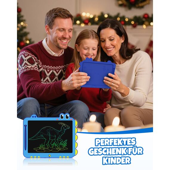 ORSEN LCD Schreibtafel Spielzeug ab 3 4 5 6 7 8 Jahre alt Junge Mädchen, 12 Zoll Bildschirm Zeichenbrett Maltafel, Dinosaurier (Blau)