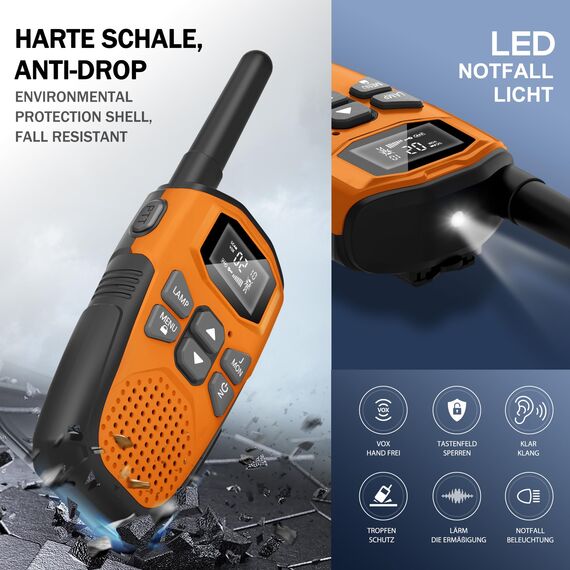 Walkie Talkie Kinder Aufladbar mit Eingebauter Li-Ion Akku,NXGKET 2er Set Spielzeug für MäDchen Jungen Ab 5 Jahre,16 KanäLe Funkgeräte mit Taschenlampe für Draussen Spiele,Camping,Wandern