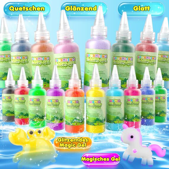 Hot Bee 20 Farben Magic Water Elf, 3D Aqua Gelz Set, Thema Bauernhof Gel Creature Kinder Spielzeug, Aqua Gelz Nachfüllset, Squishy Selber Machen Set, Spielzeug Geschenke für Mädchen 5 6 7 8 Jahre