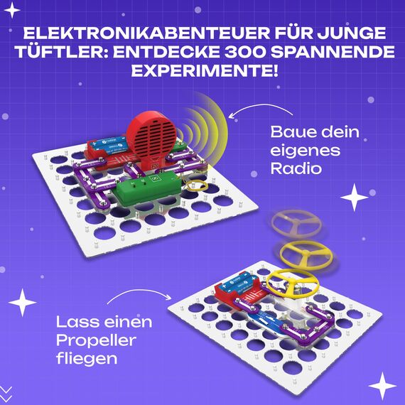 noDNA Elektronik Baukasten Kinder Elektro Experimentierkasten ab 8 Jahre - 300 Experimente für Kinder ab 8, Elektrobaukasten Elektronik Bausatz + Lernquiz & bebildeter Anleitung Ostergeschenke Kind