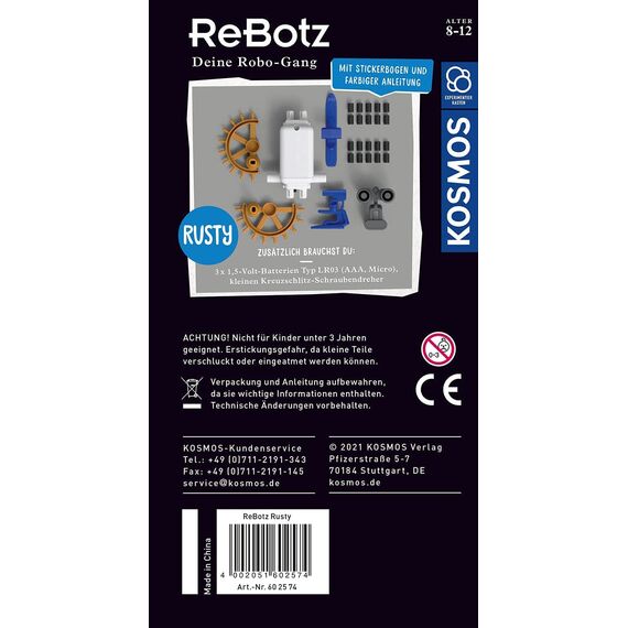 Kosmos 602574 ReBotz - Rusty der Crawling-Bot, Mini-Roboter zum Bauen, Spielen und Sammeln für eine Robo-Gang, Roboter-Spielzeug, Experimentier-Set für Kinder ab 8-12 Jahre