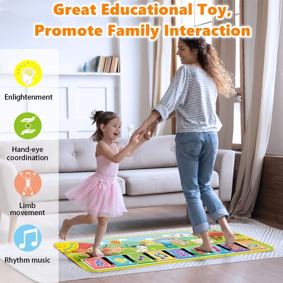 Lobyoh Musikmatte mit 8 Tieren, Baby Spielzeug Musik Klaviermatte Tanzmatte Keyboard Kinder, Mitgebsel Kindergeburtstag Geschenke für Jungen Mädchen 3 4 5 Jahre